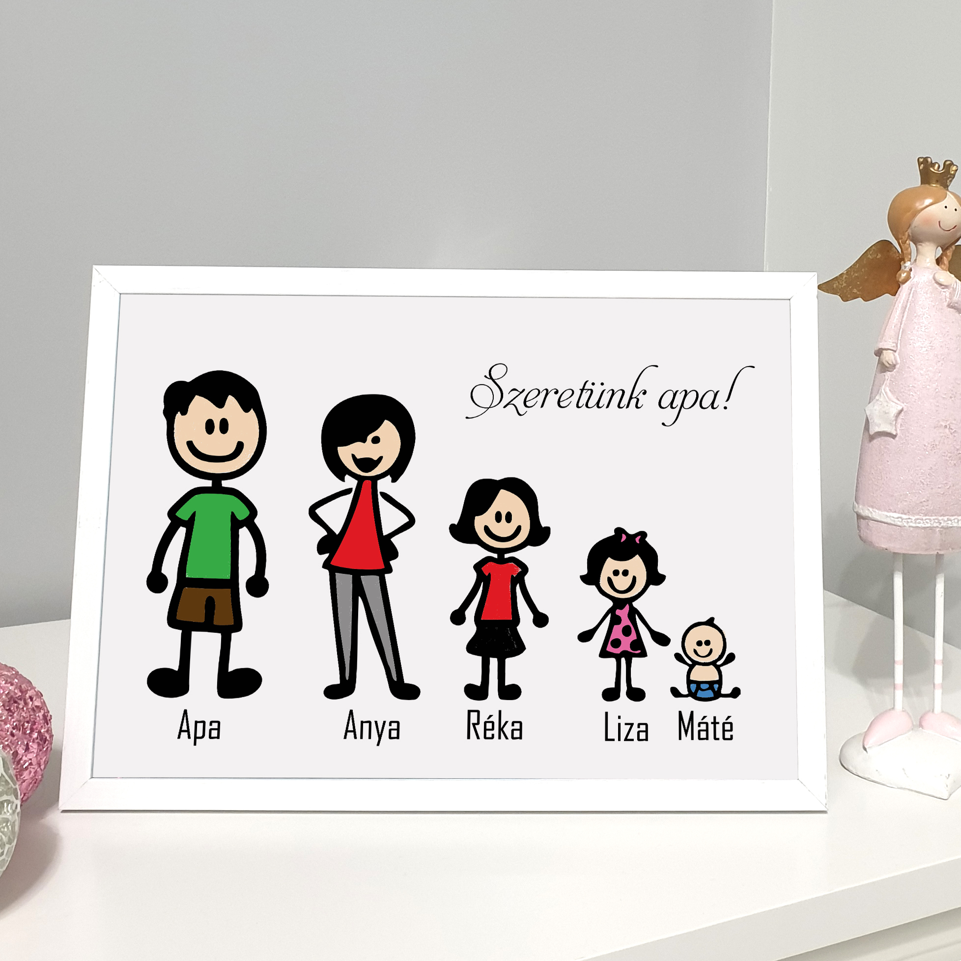 *Családi poszter - Szeretünk Apa! - Egyedi nevekkel, figurákkal (A4)