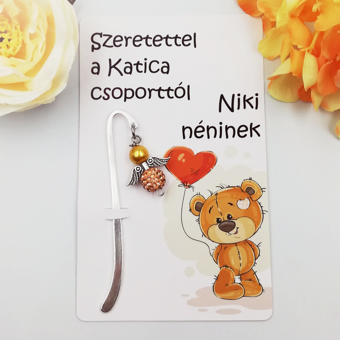 Angyalkás mini könyvjelző ajándékkártyán - Óvó néninek, dajka néninek 08.