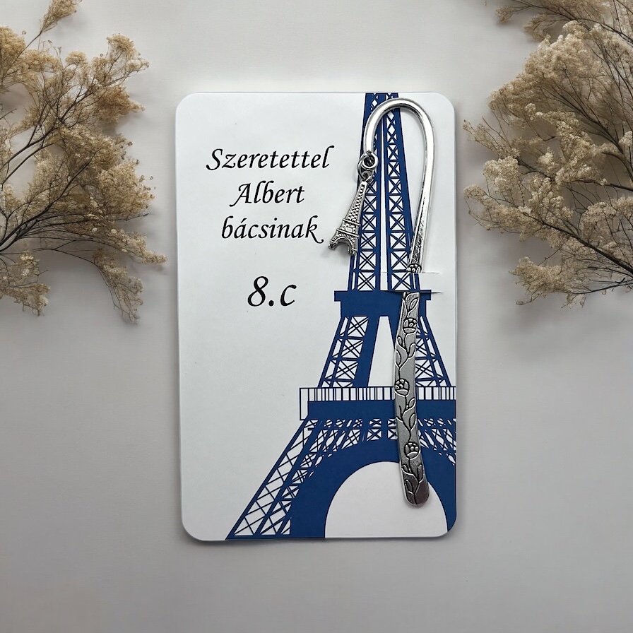 Könyvjelző egyedi feliratos ajándékkártyán - Franciatanároknak búcsúzóul, ballagásra 