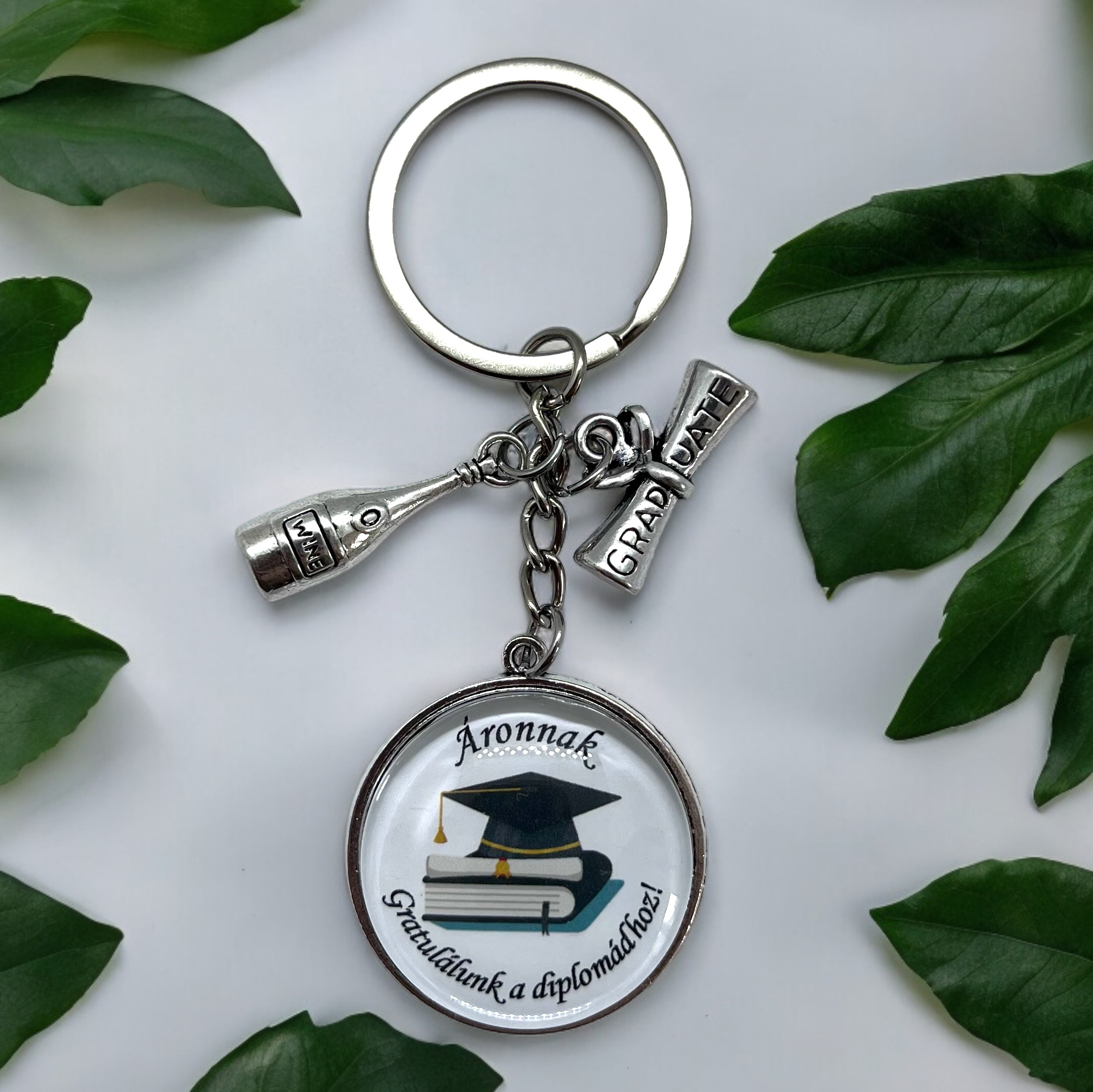 Kulcstartó egyedi névvel, felirattal diplomaosztóra