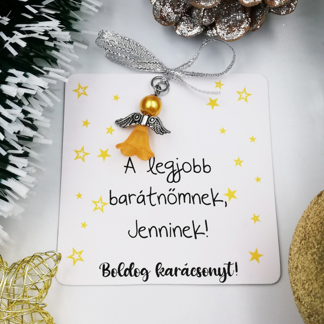 Gyöngy angyalka egyedi feliratos ajándékkártyán 09.